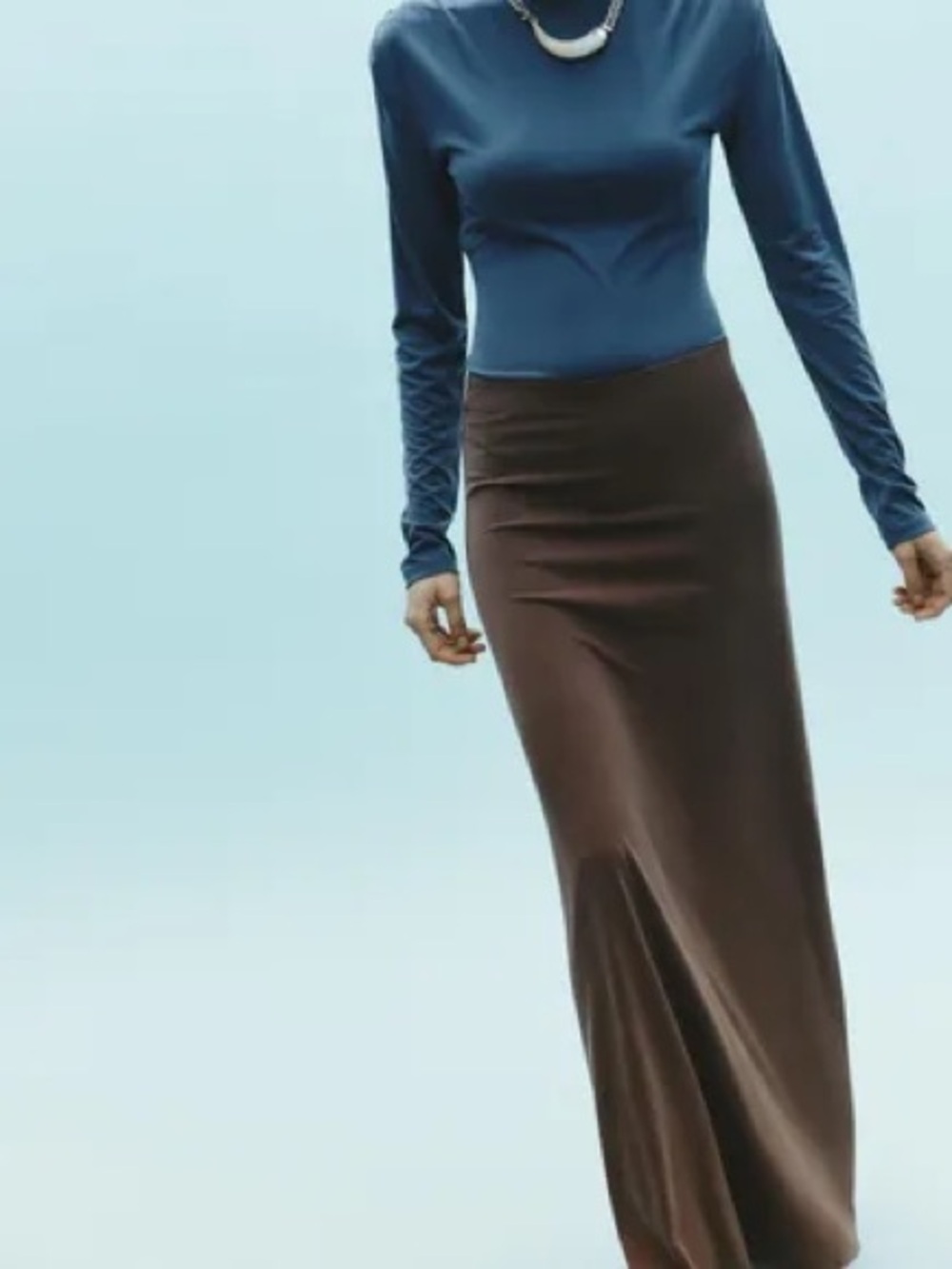 Zara Brown Maxi suede stretch skirt